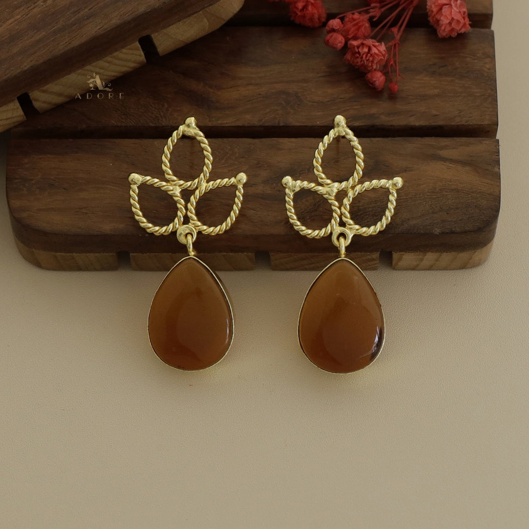 Braided Tri Leaf Glossy Drop Earring