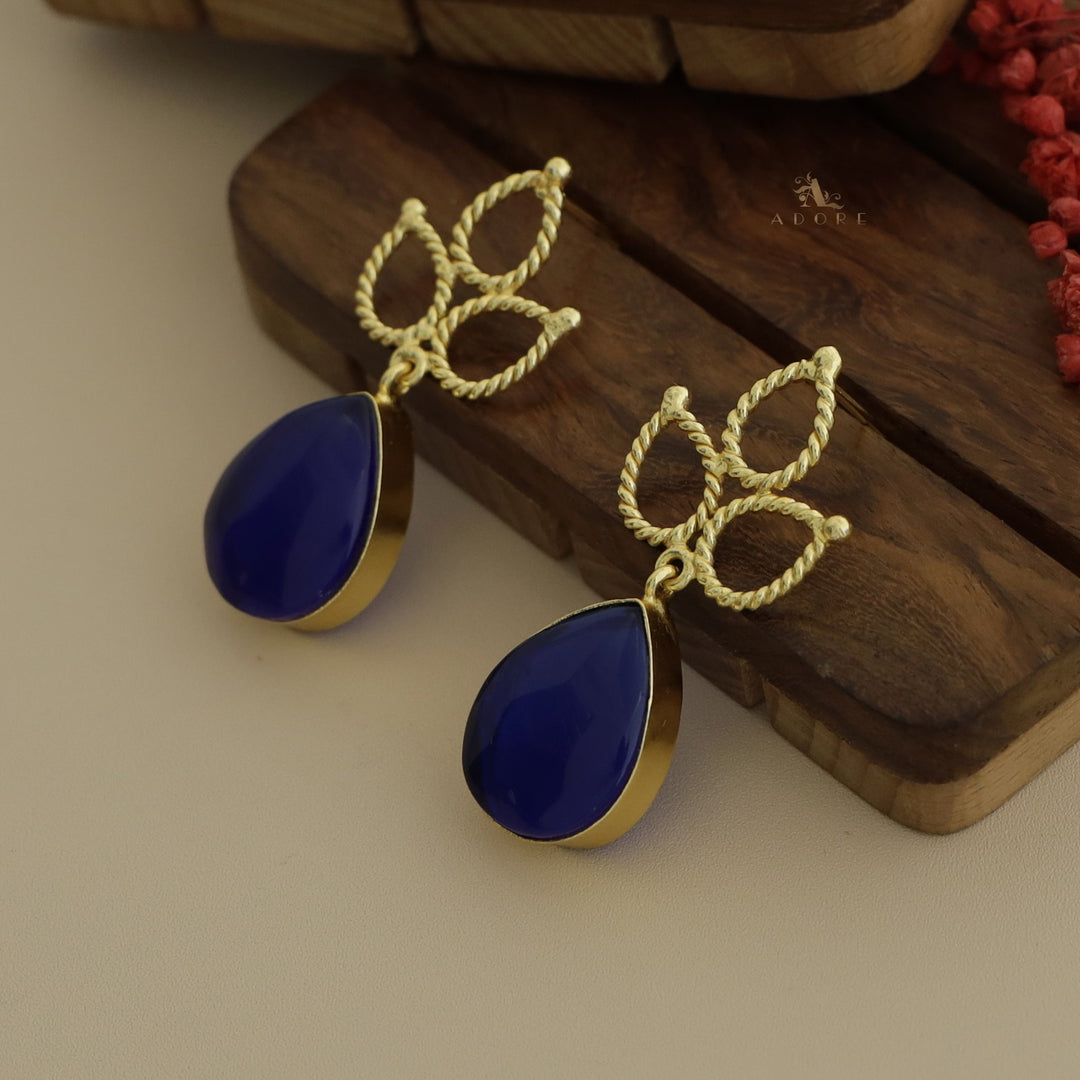 Braided Tri Leaf Glossy Drop Earring