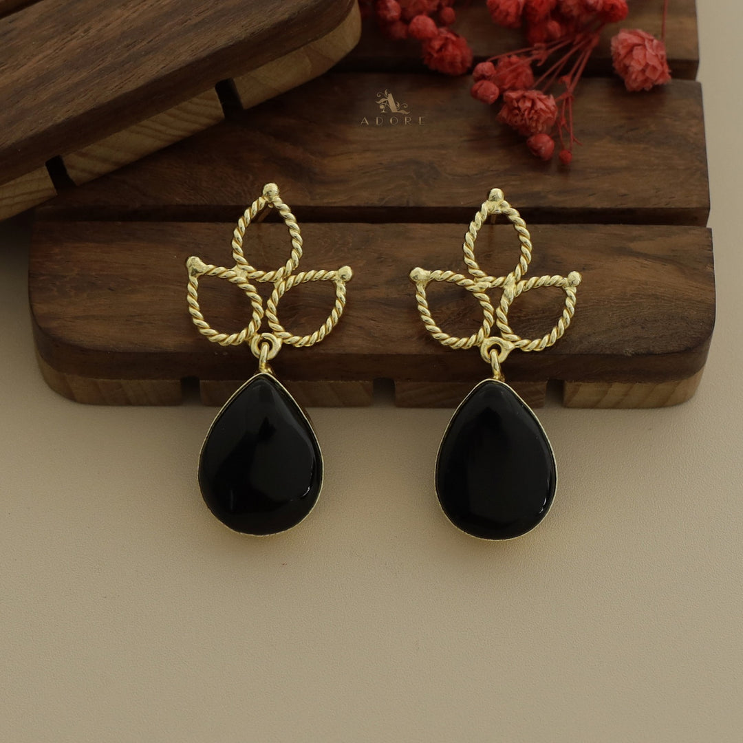 Braided Tri Leaf Glossy Drop Earring