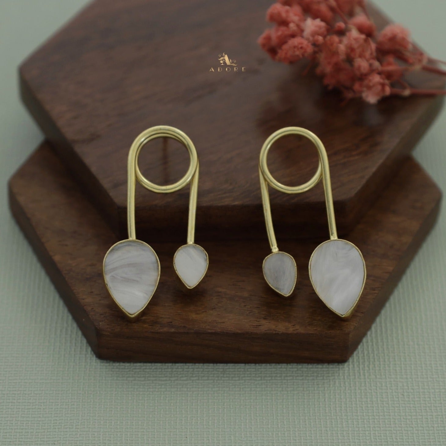 Golden Spiral Round Drop MOP Earring – Adore By Priyanka