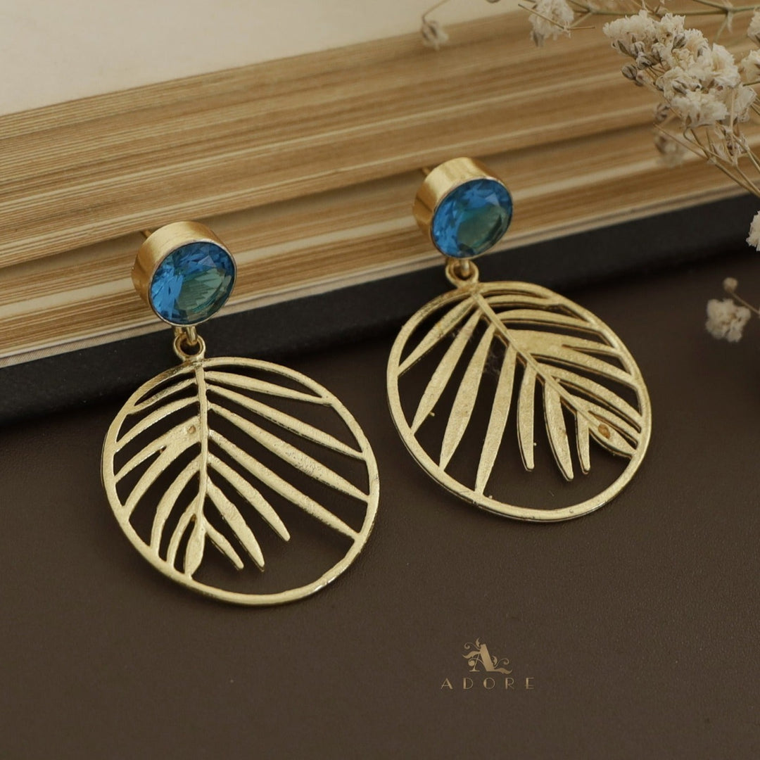 Golden Vany Leafy Glossy Round Earring