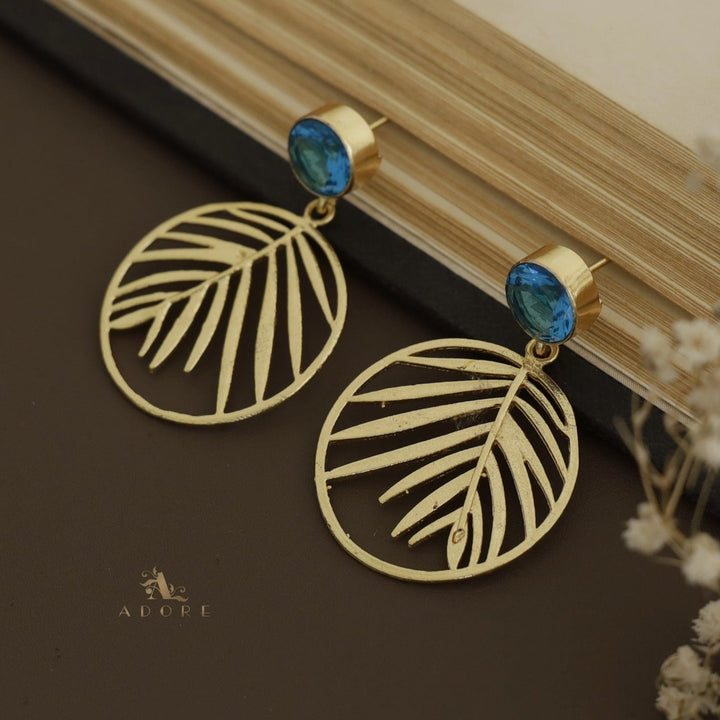 Golden Vany Leafy Glossy Round Earring