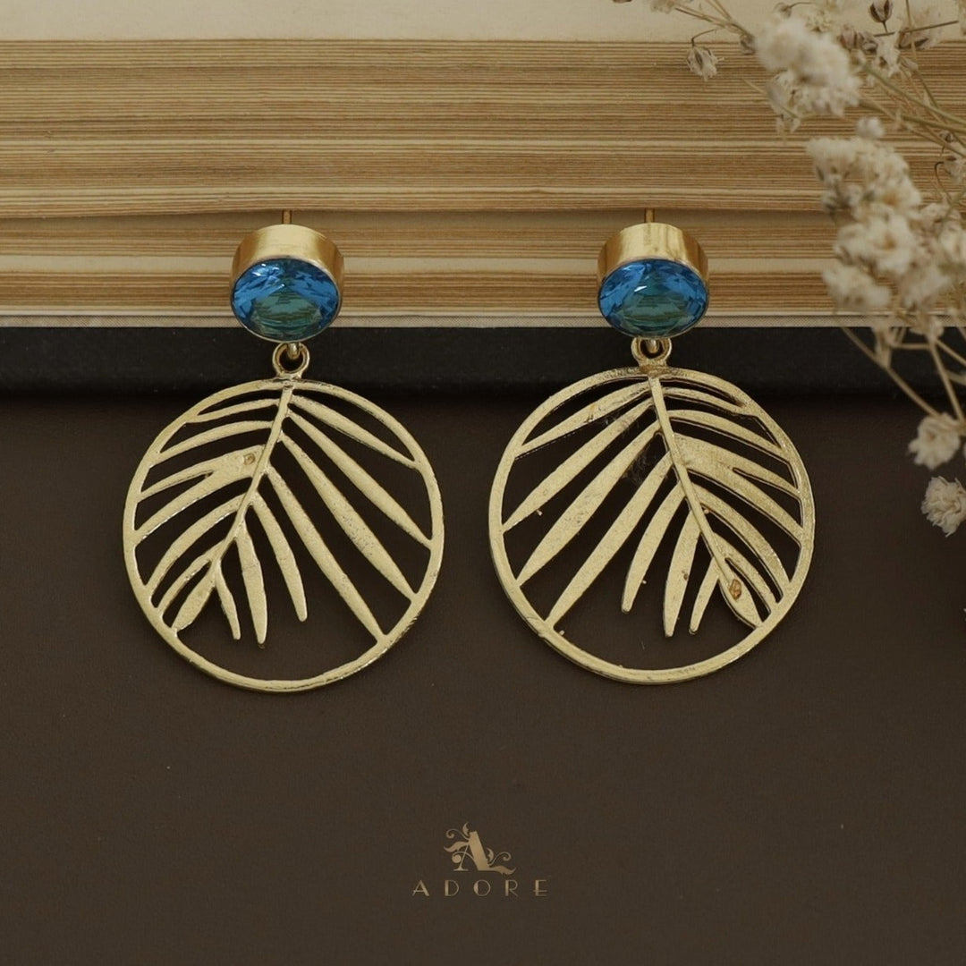 Golden Vany Leafy Glossy Round Earring