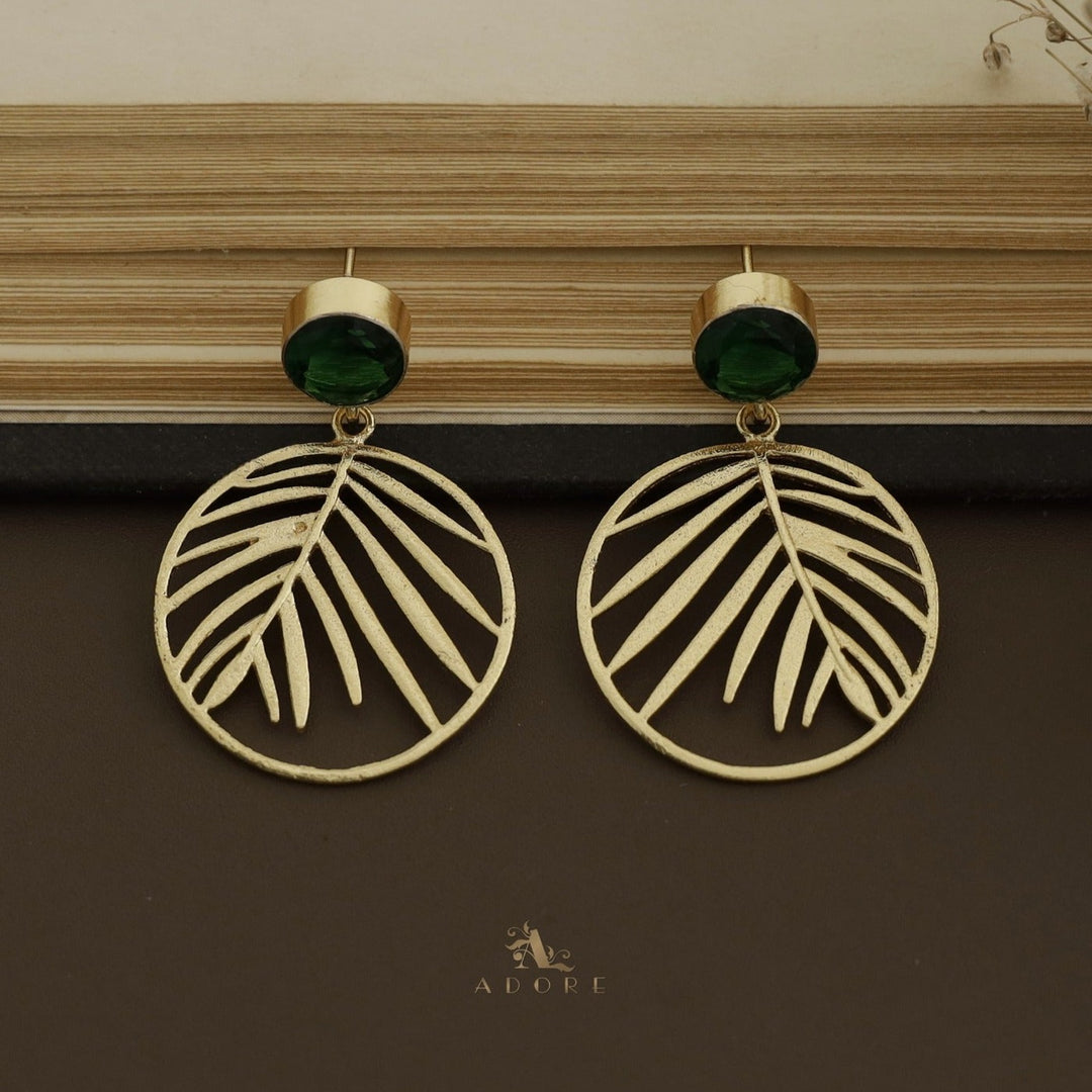 Golden Vany Leafy Glossy Round Earring