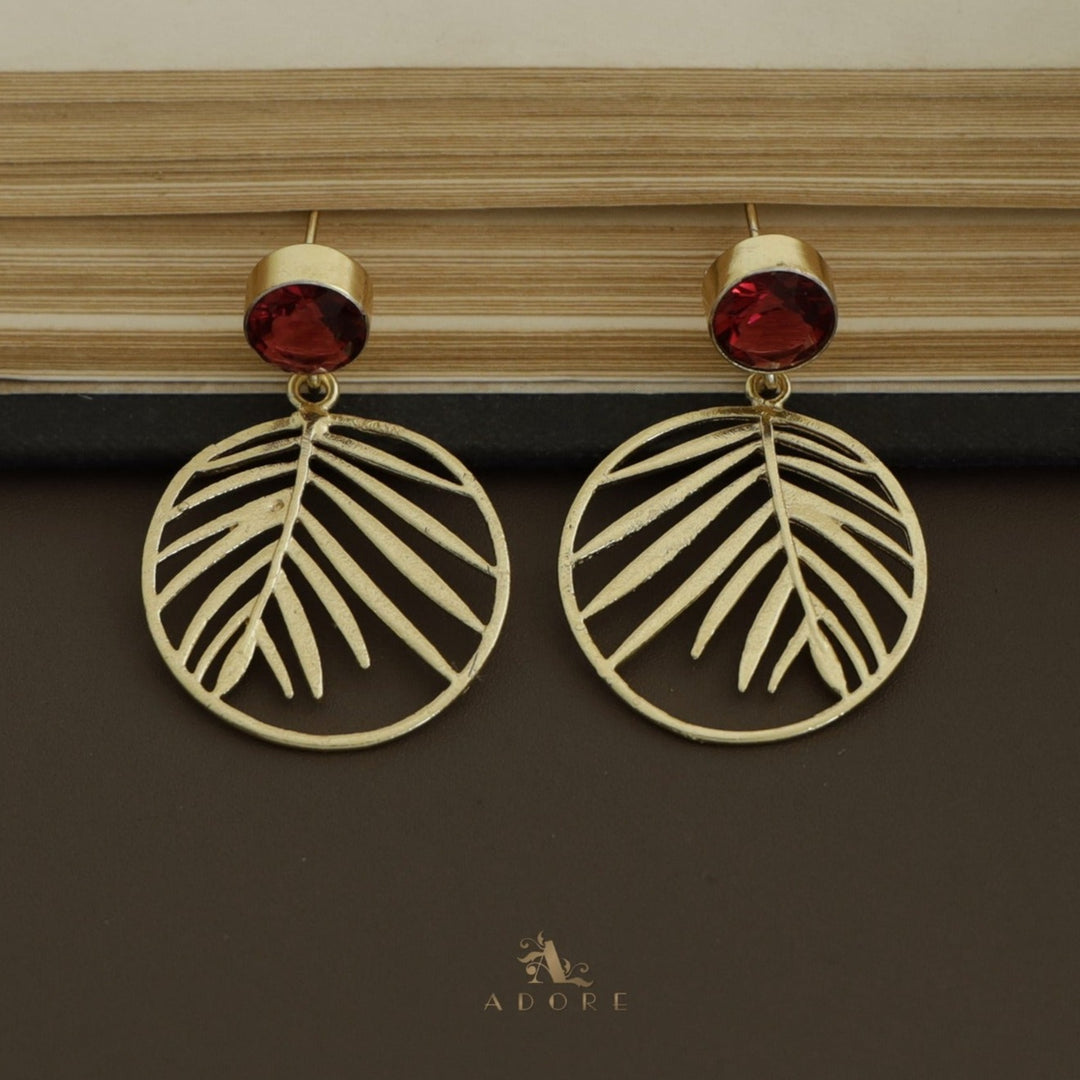 Golden Vany Leafy Glossy Round Earring