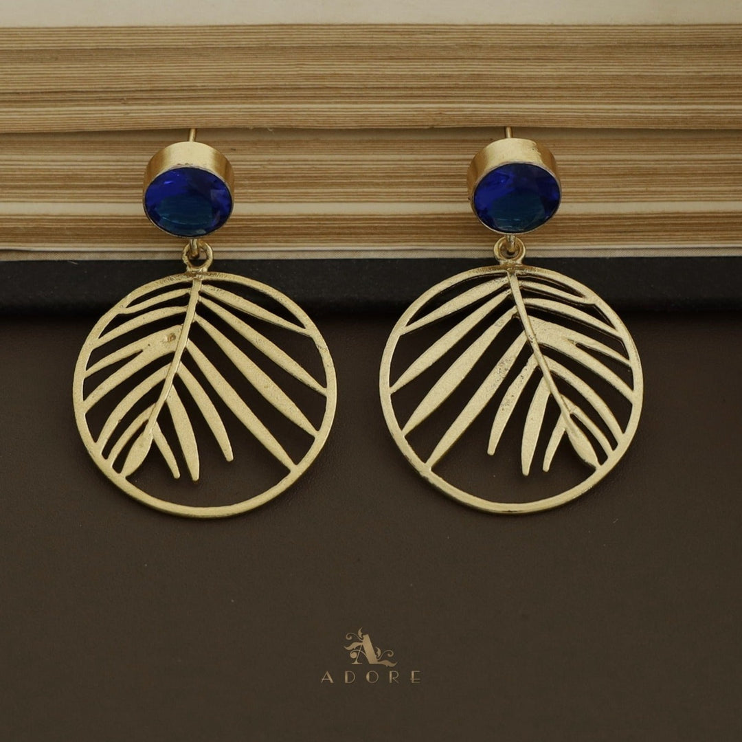 Golden Vany Leafy Glossy Round Earring