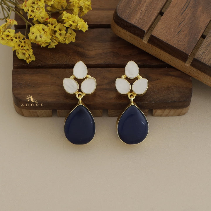 Tri Leafy MOP Glossy Drop Earring