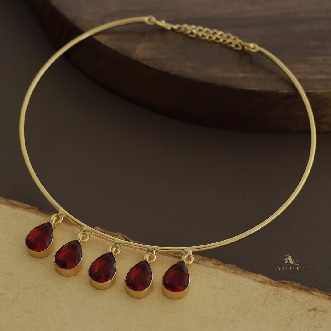 Golden Penta Glossy Drops Neck Cuff