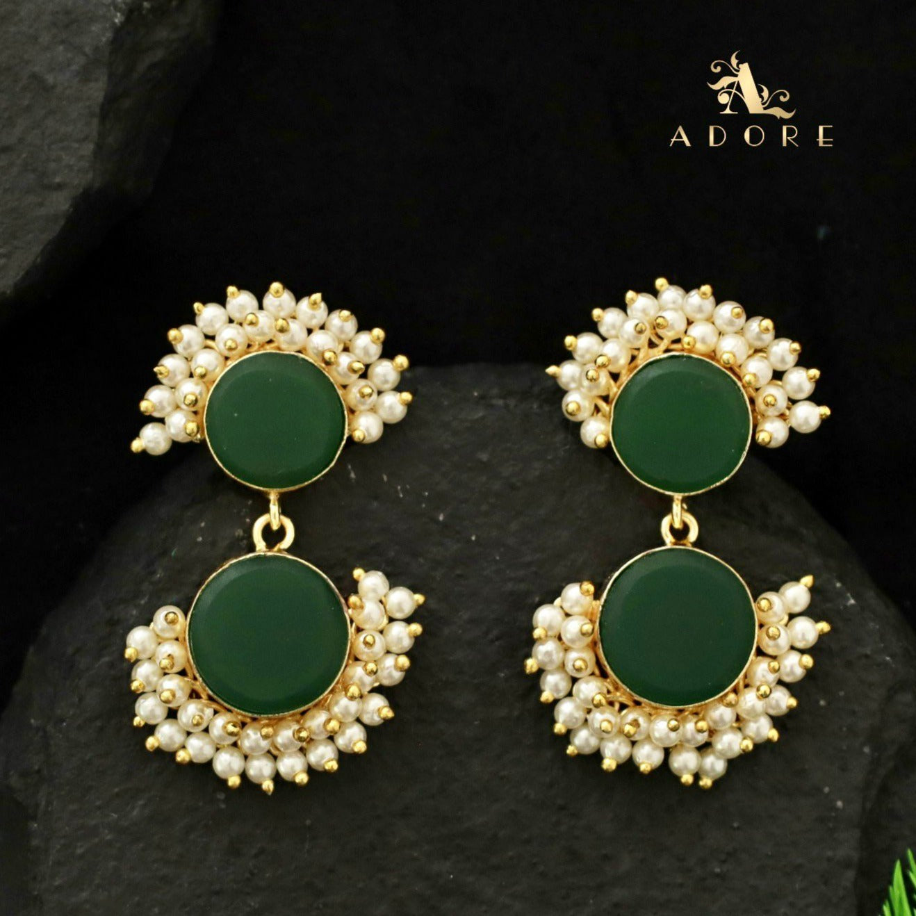 Buy Myjewel Brass Golden and Dark Green Pearls Drop Dome Shape Jhumka  Earrings Online at Best Prices in India - JioMart.