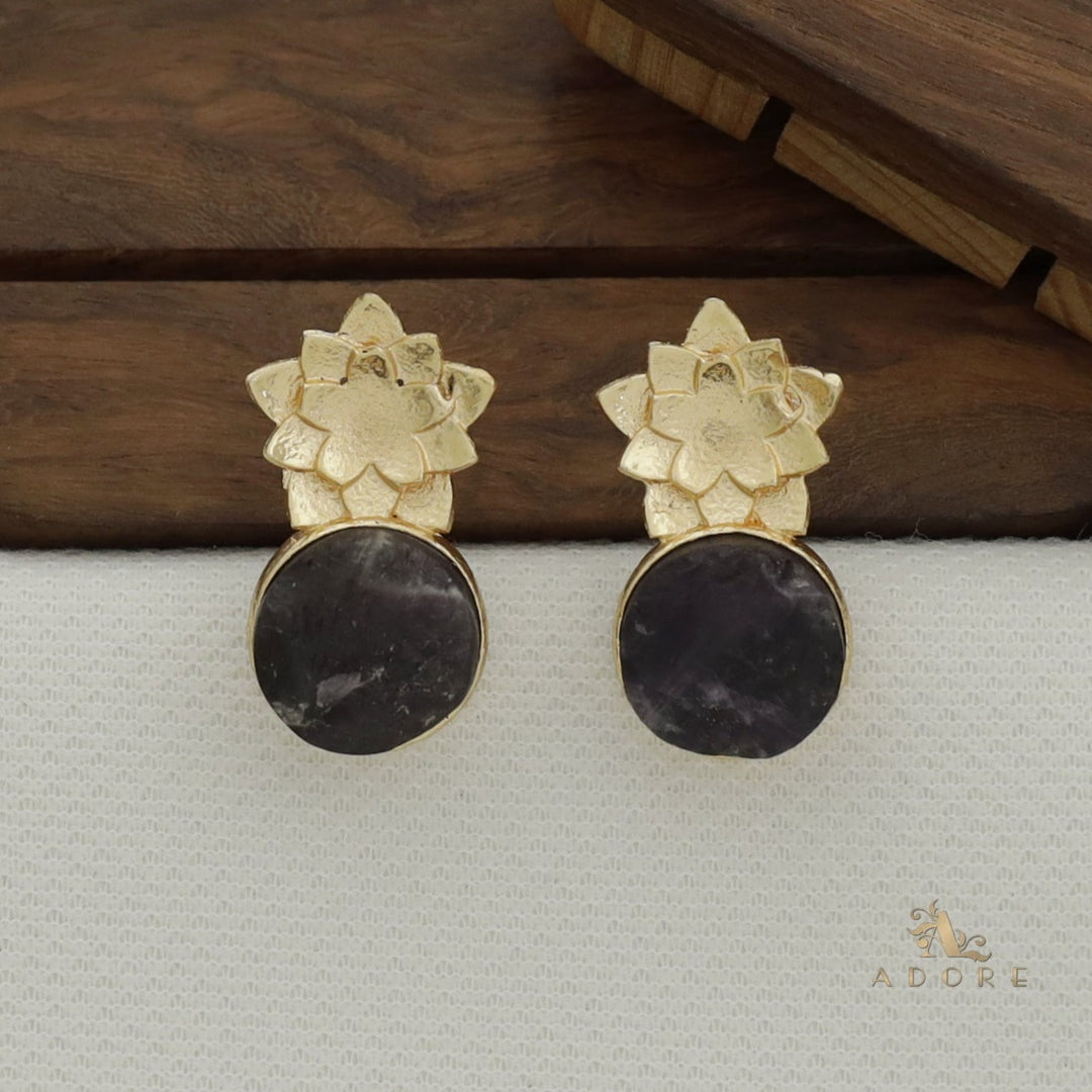 Orana Flower Raw Stone Earring