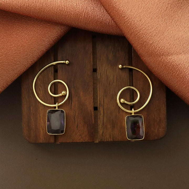 Glossy Rectangle Golden Six Earring