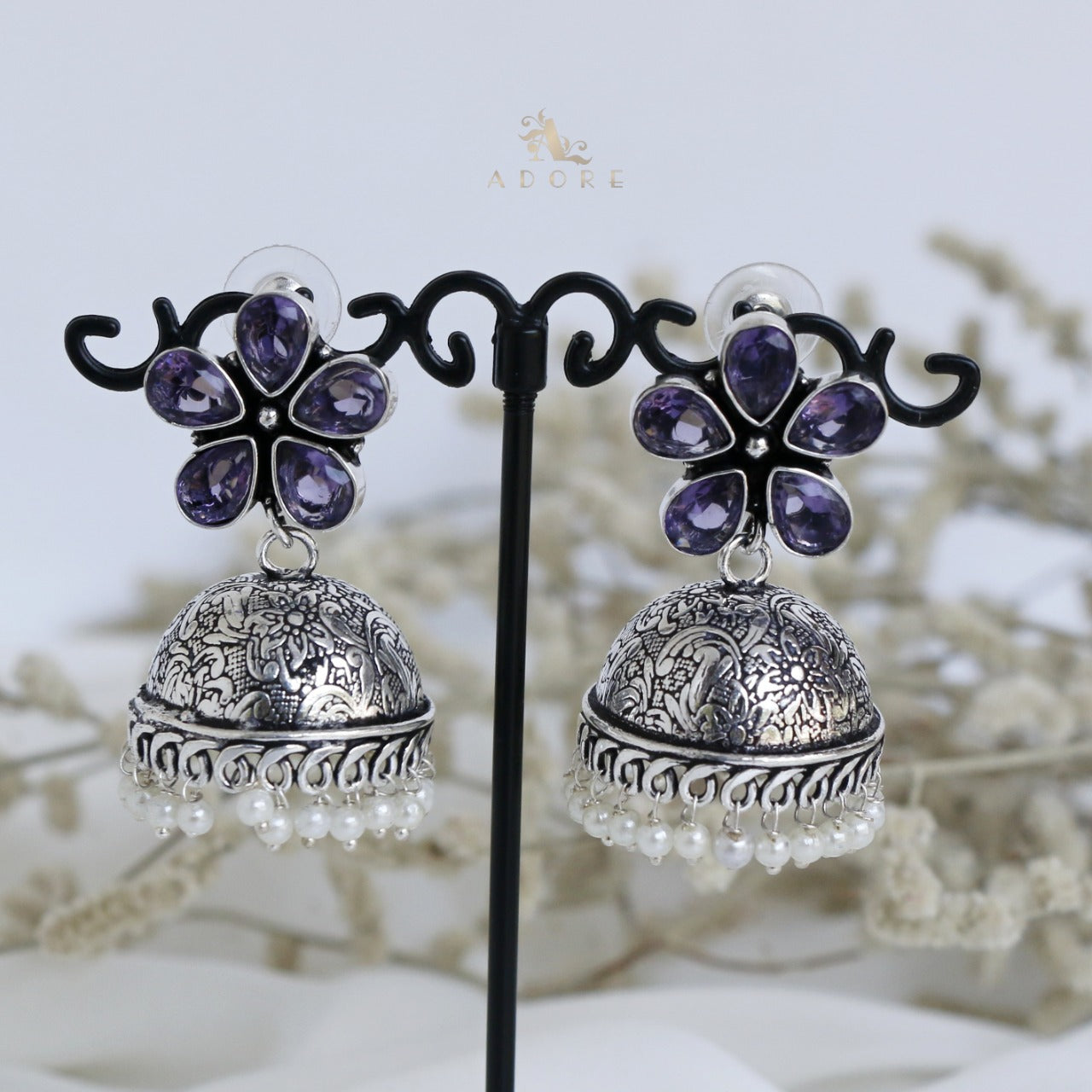 Buy online Purple Brass Jhumka Earring from fashion jewellery for Women by  Silvermerc Designs for ₹370 at 77% off | 2024 Limeroad.com