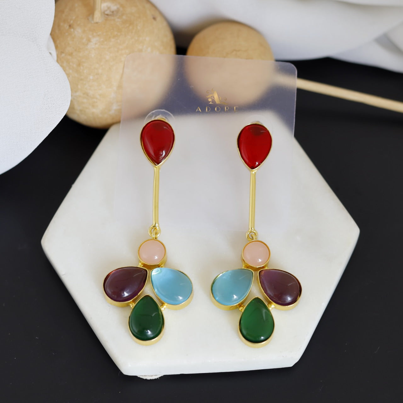 Coloured hot sale drop earrings