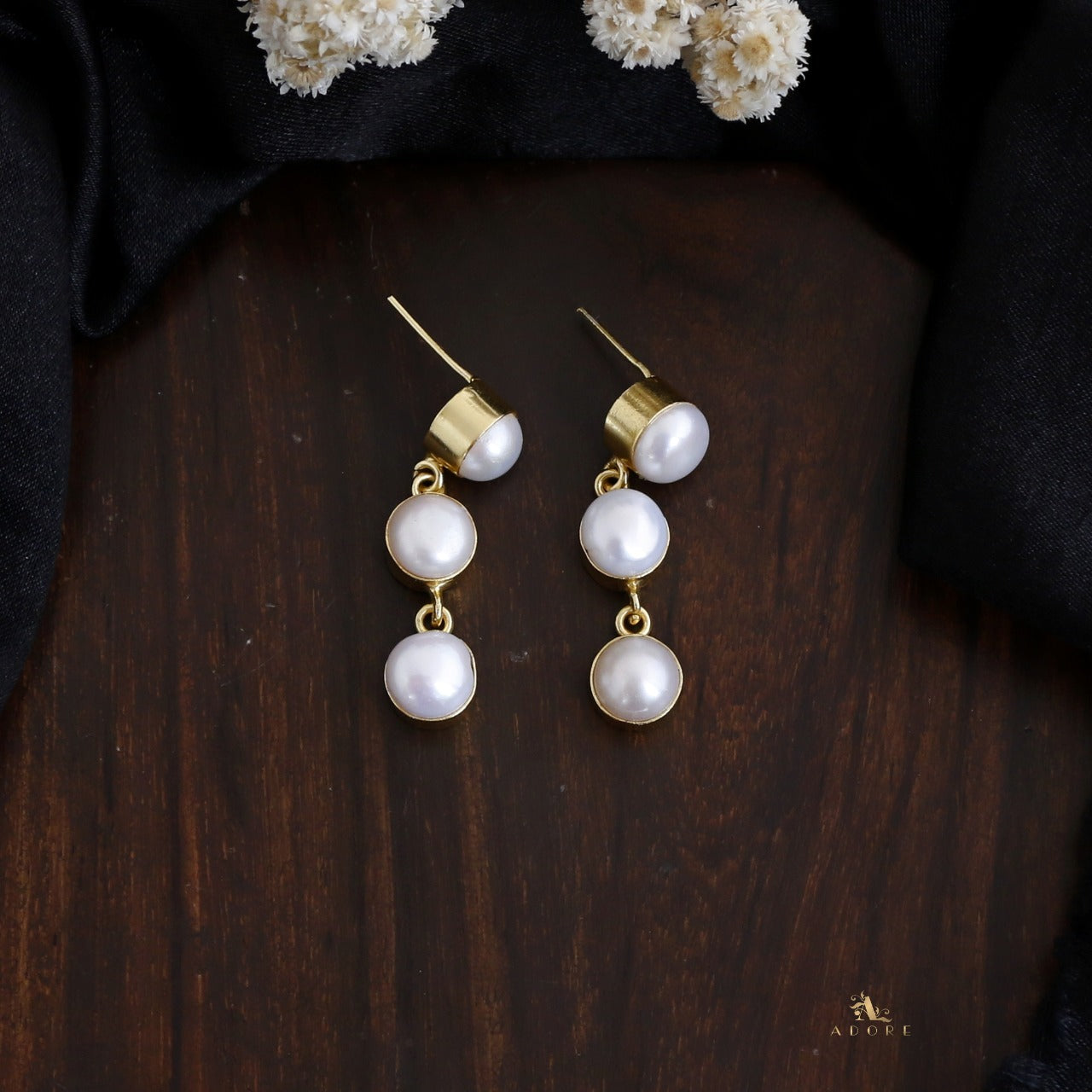 Gold baroque on sale pearl earrings