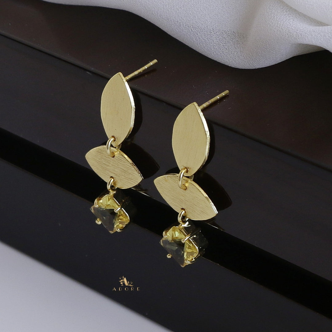 Heera Dual Golden Leaf Glossy Earring