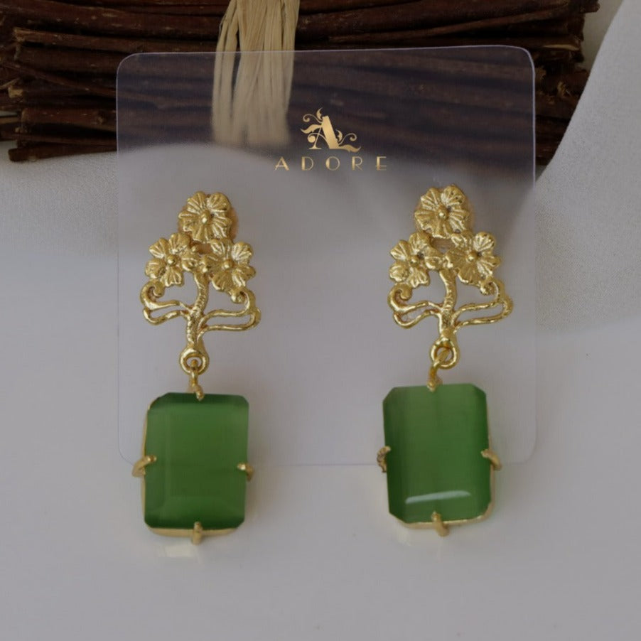 Glovia Rectangle 3 Flower Earring