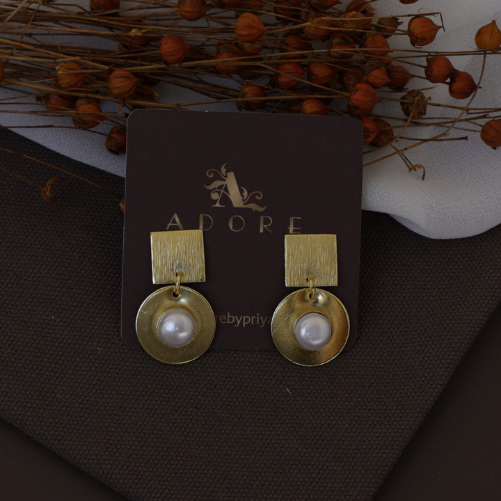 Quvi Pearl Square And Circle Earring