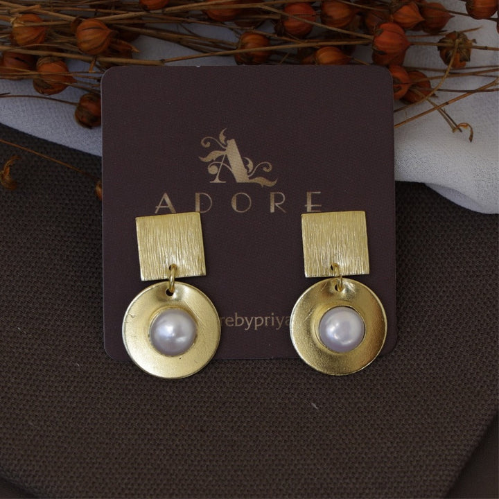 Quvi Pearl Square And Circle Earring