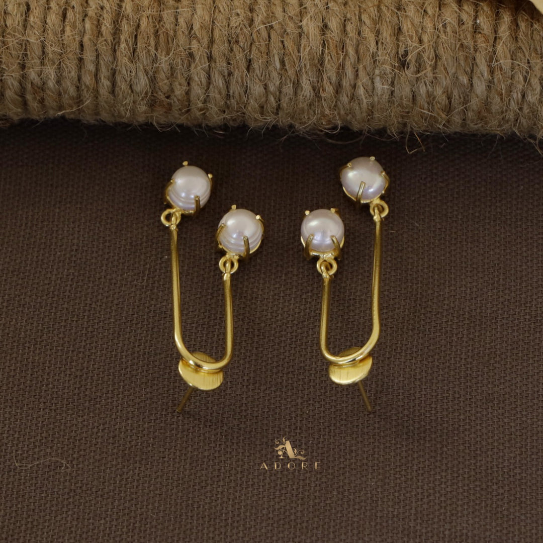 Golden Pearl Pendulum Earring