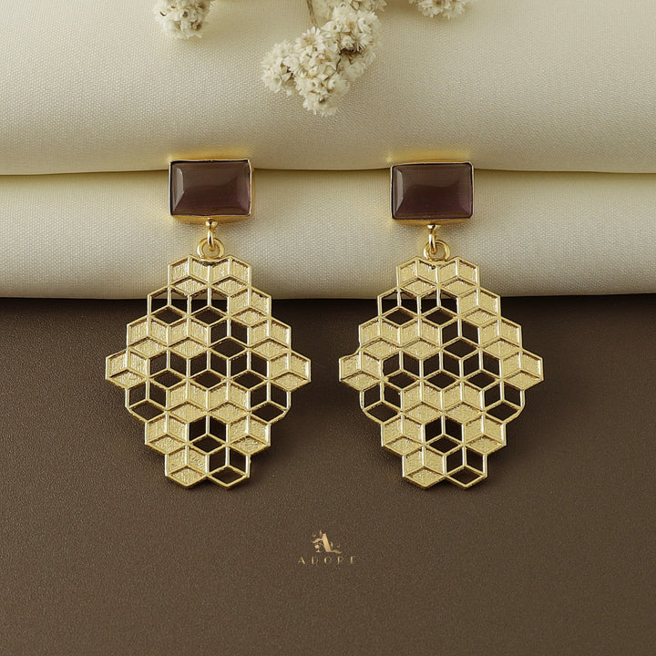 Golden Honeycomb Earring