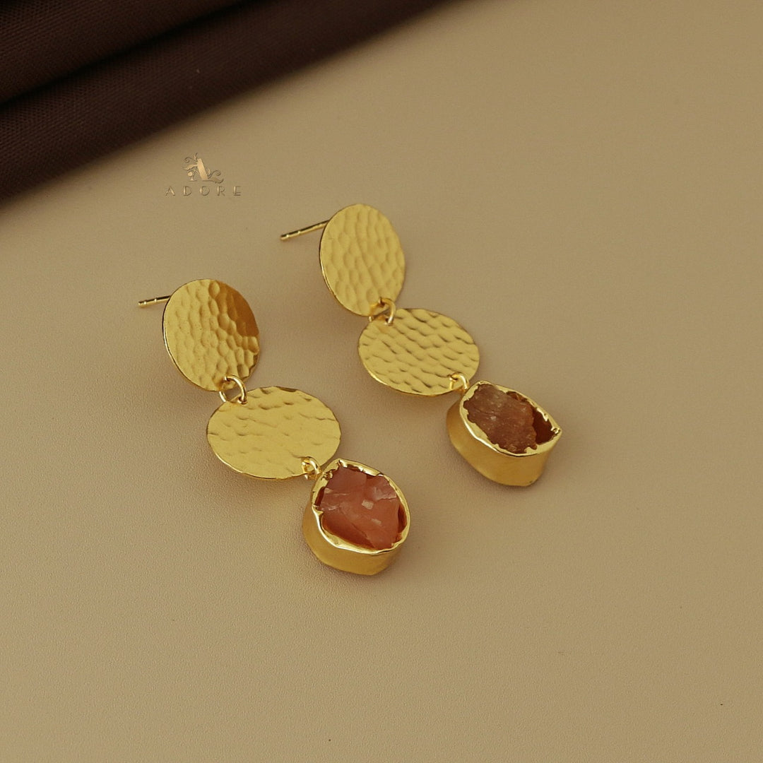 Raw Stone Dual Oval Dotted Earring