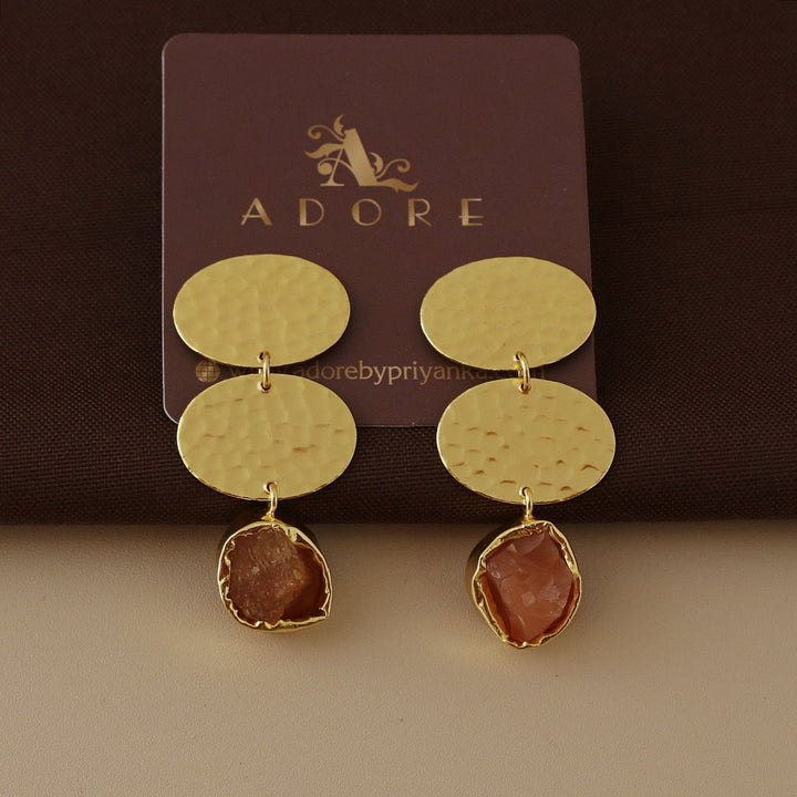 Raw Stone Dual Oval Dotted Earring