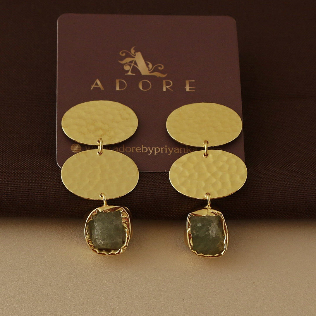 Raw Stone Dual Oval Dotted Earring