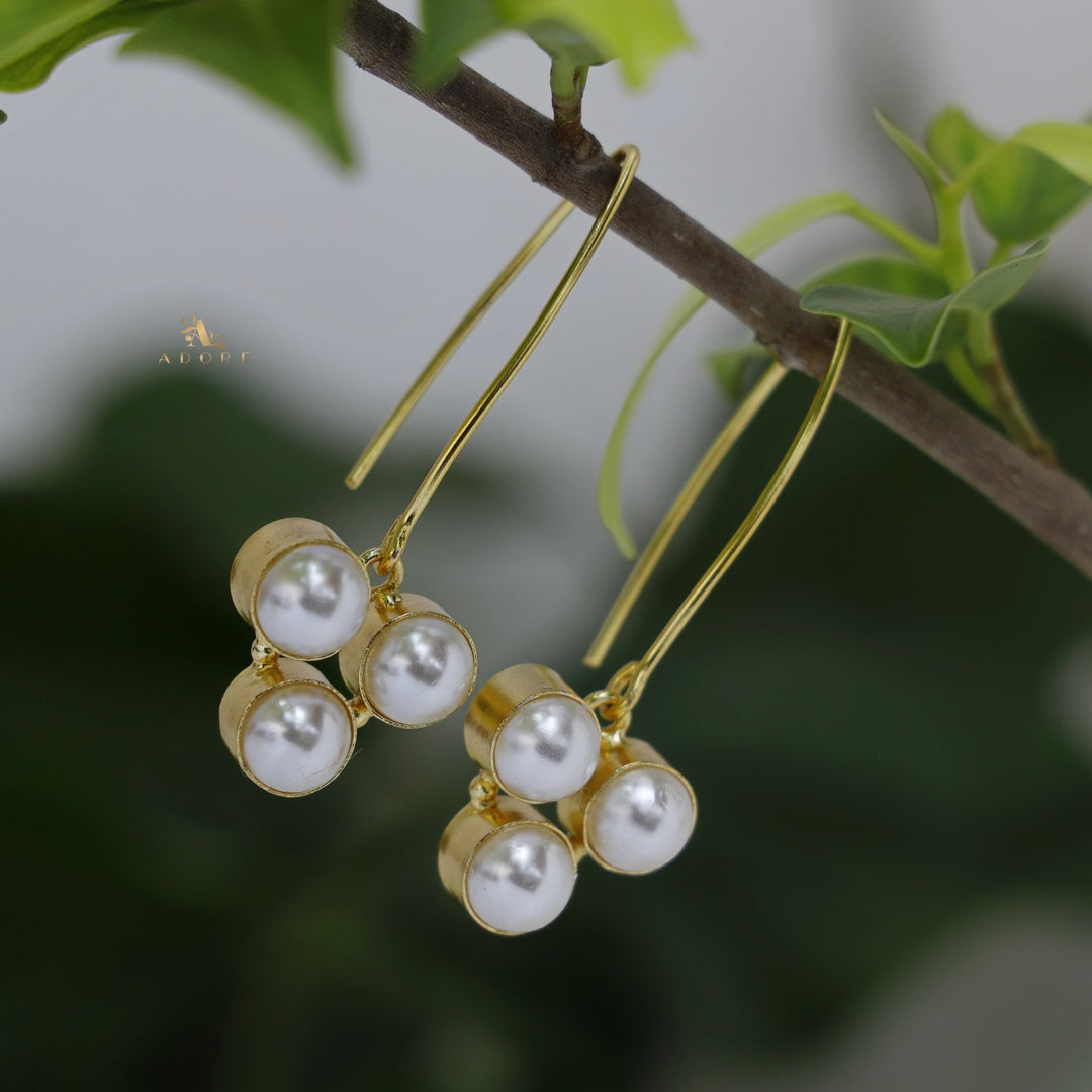 Concave Tri Pearl Earring