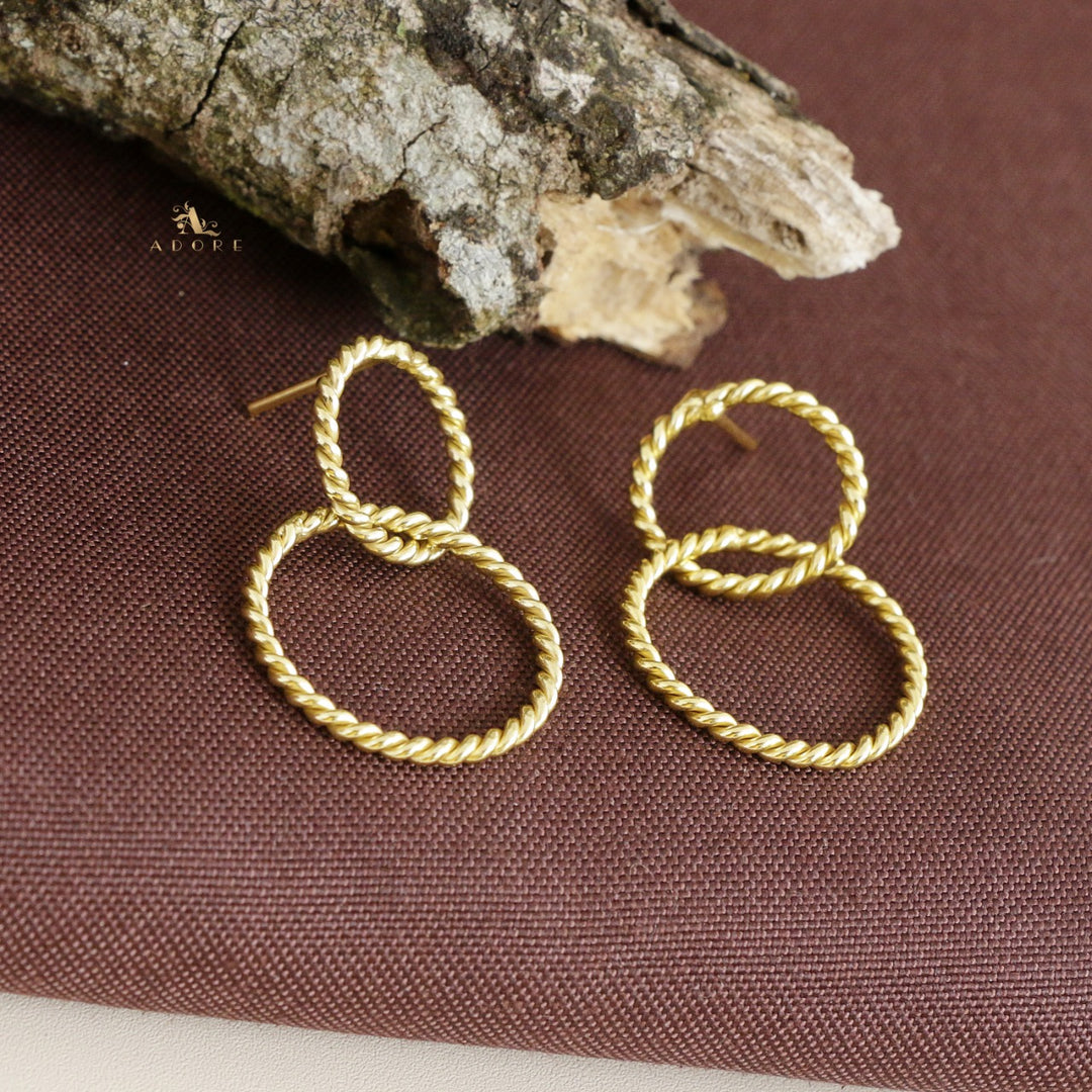 Textured Golden Owl Earring