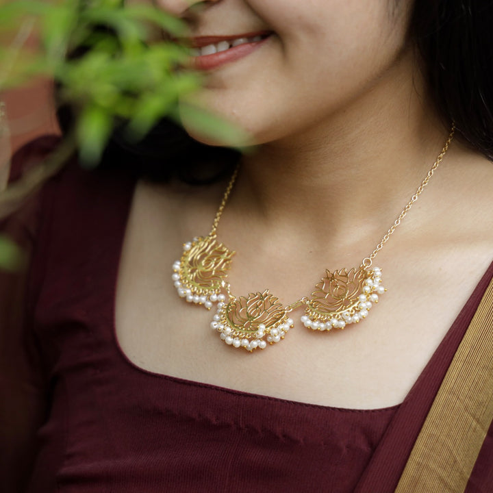 Golden Lotus Short Neckpiece