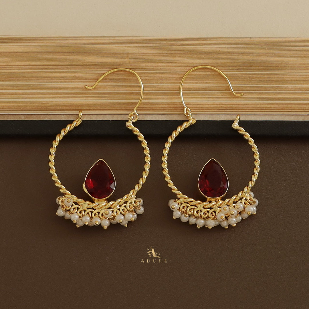 Golden Hanging Pot Cluster Pearl Earring