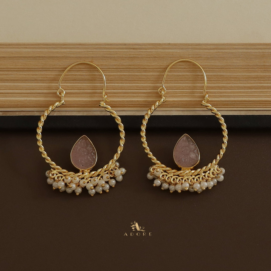 Golden Hanging Pot Cluster Pearl Earring