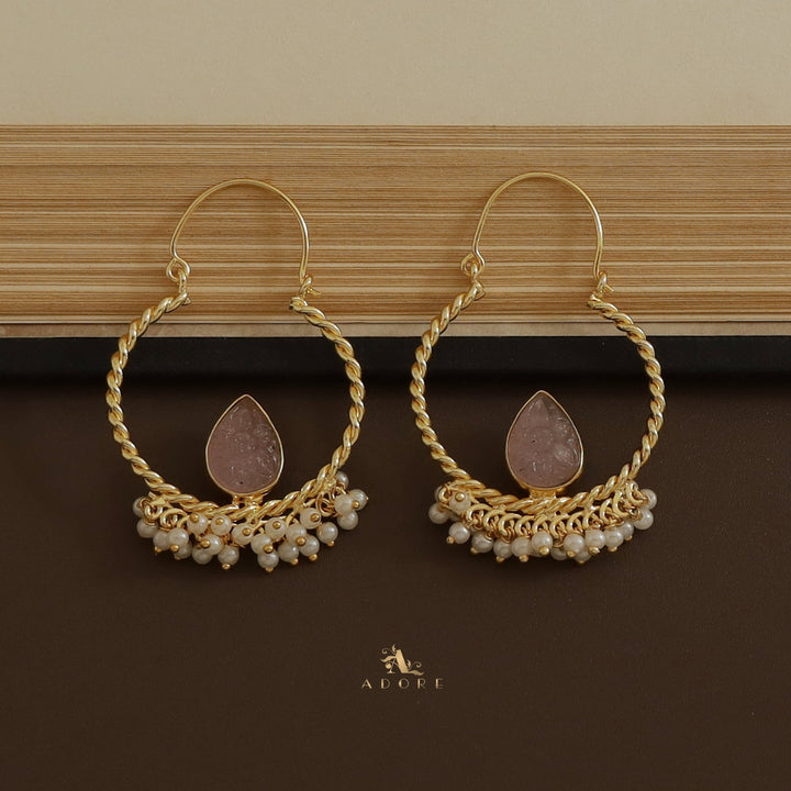 Golden Hanging Pot Cluster Pearl Earring