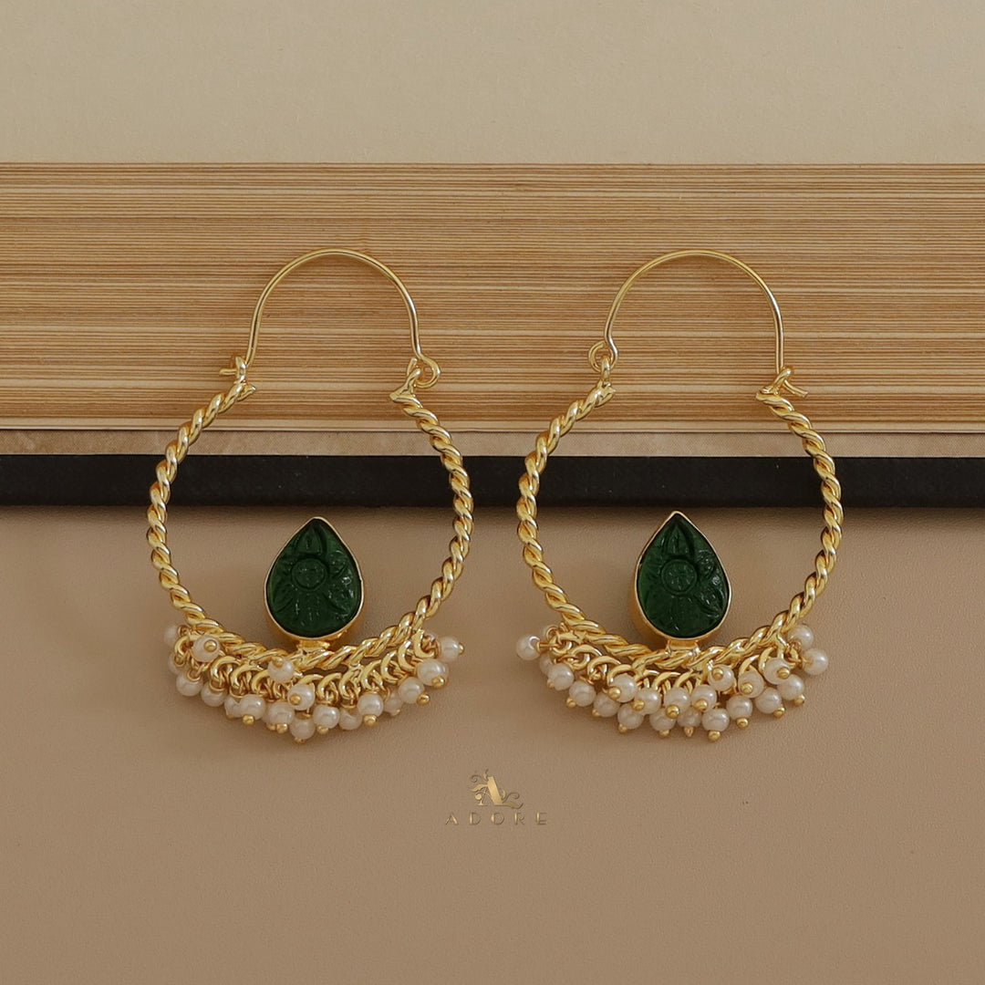 Golden Hanging Pot Cluster Pearl Earring