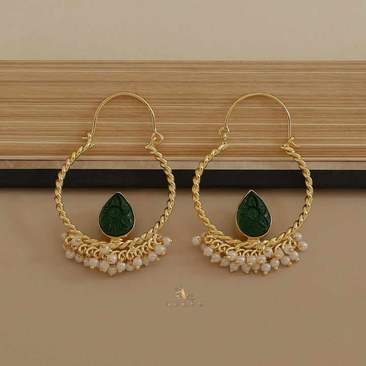 Golden Hanging Pot Cluster Pearl Earring