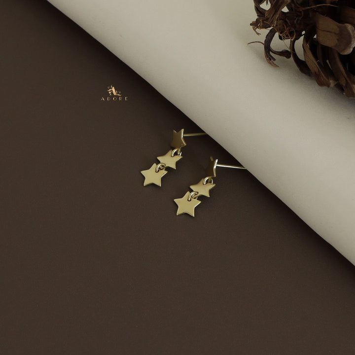 Tiny Golden 3 Star Earring