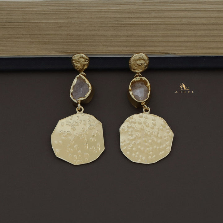 Hammered Akiko Raw Stone Earring