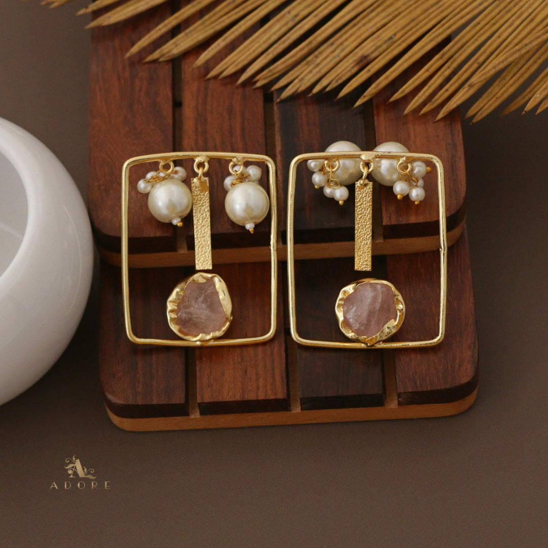 Hemantha Raw  Stone Pearl Earring