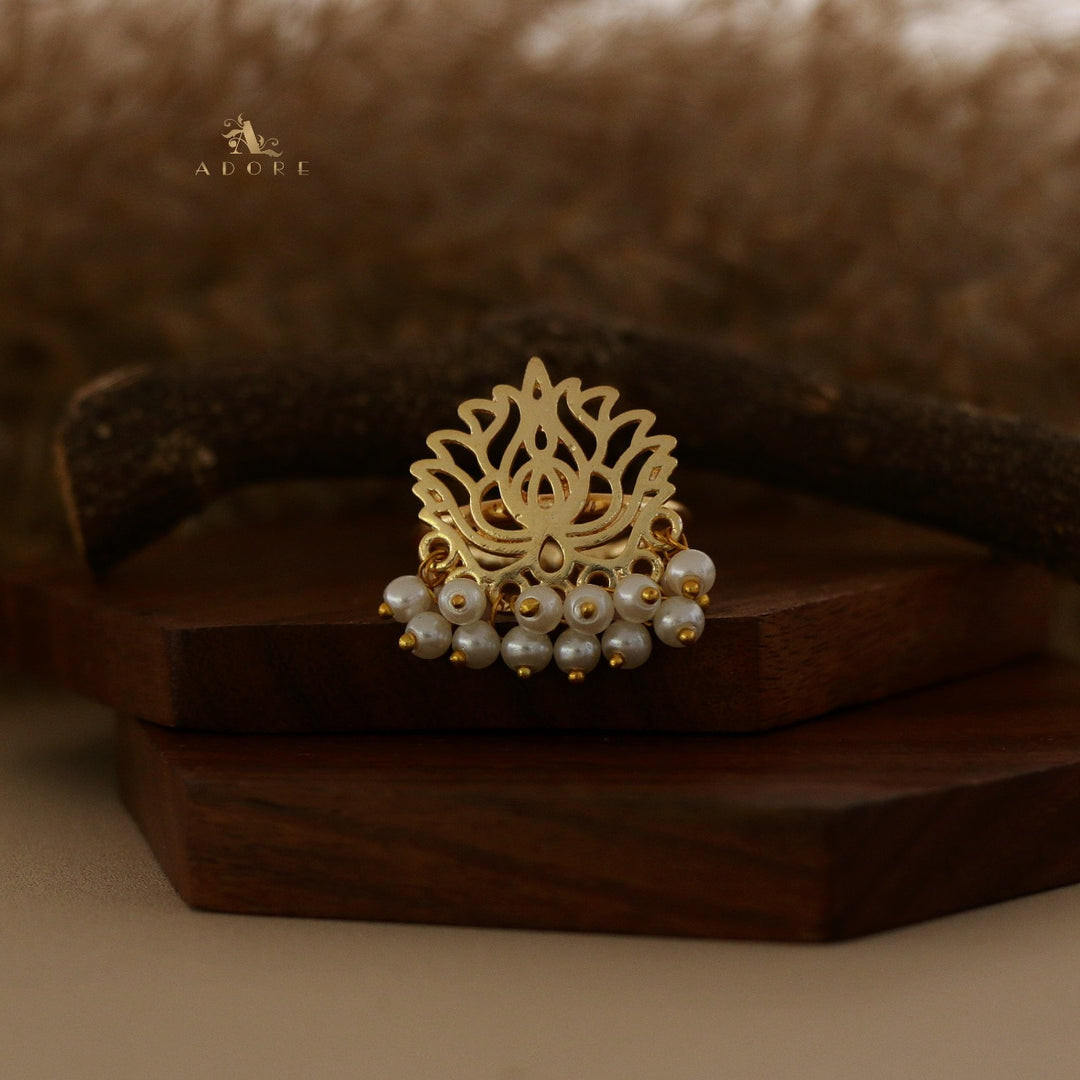 Pearly Golden Lotus Ring