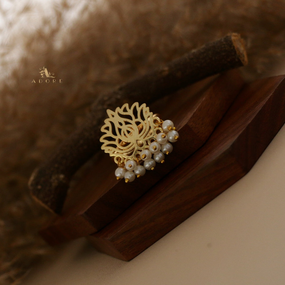 Pearly Golden Lotus Ring