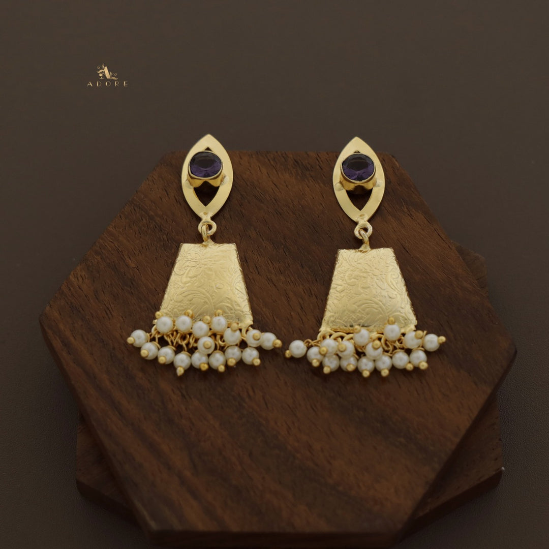 Alcia Glossy Eye Pearl Drop Earring