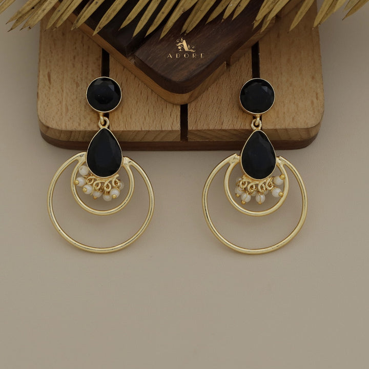 Briga Glossy Round And Drop Pearly Moon Earring