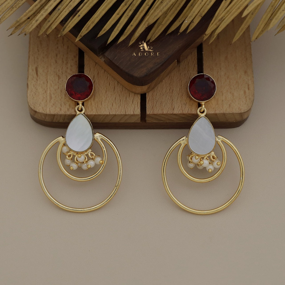 Briga Glossy Round And Drop Pearly Moon Earring