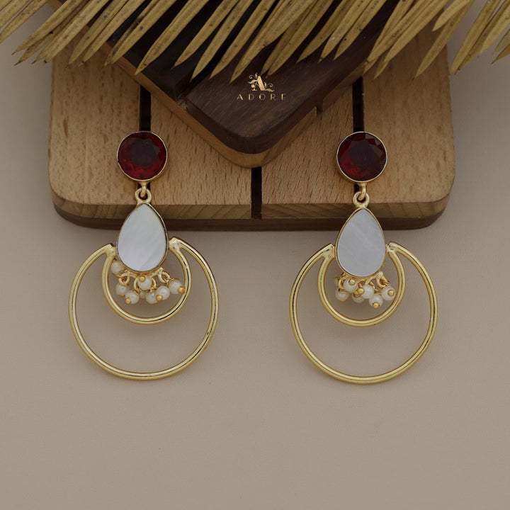 Briga Glossy Round And Drop Pearly Moon Earring