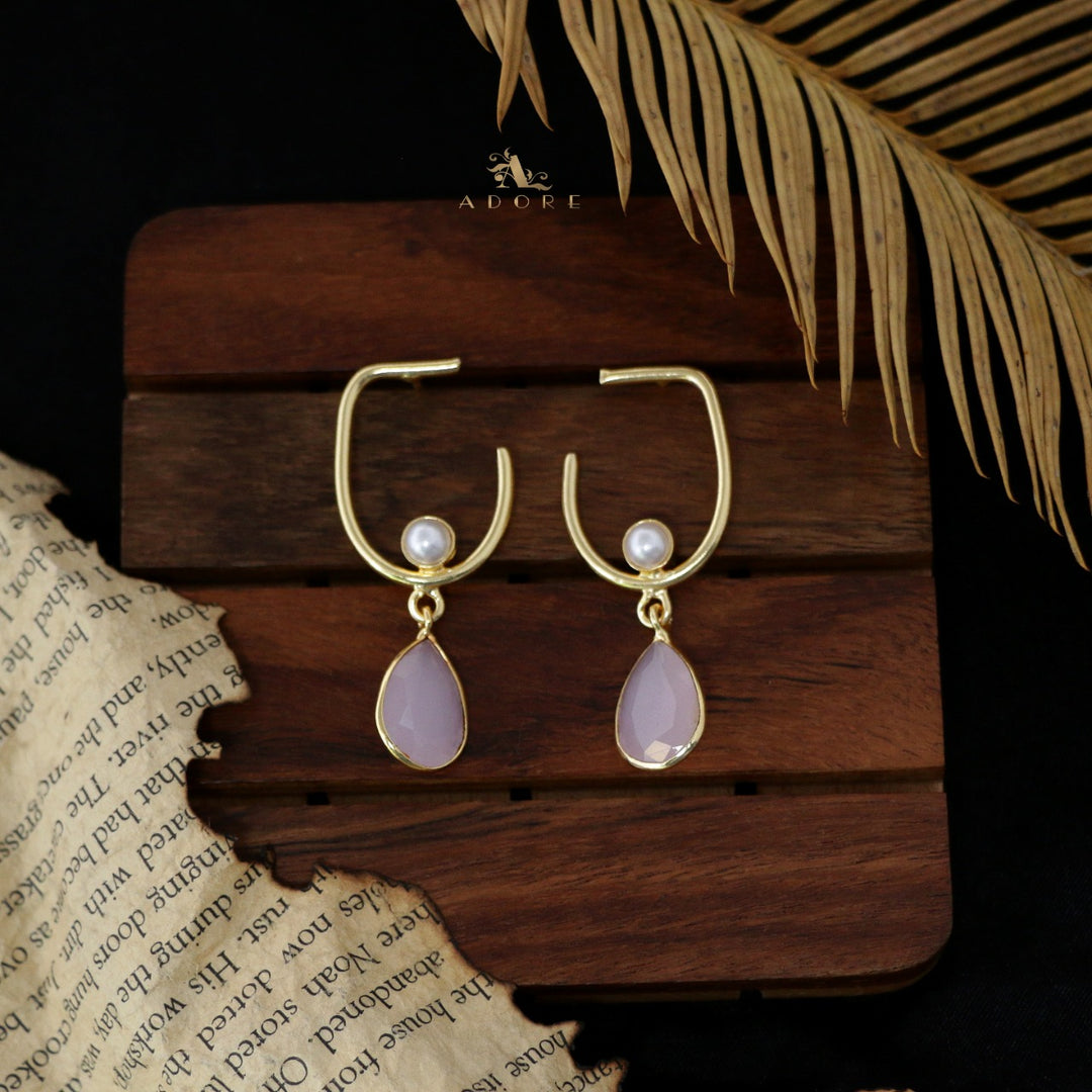 Oni  Golden J Pearl Glossy Drop Earring