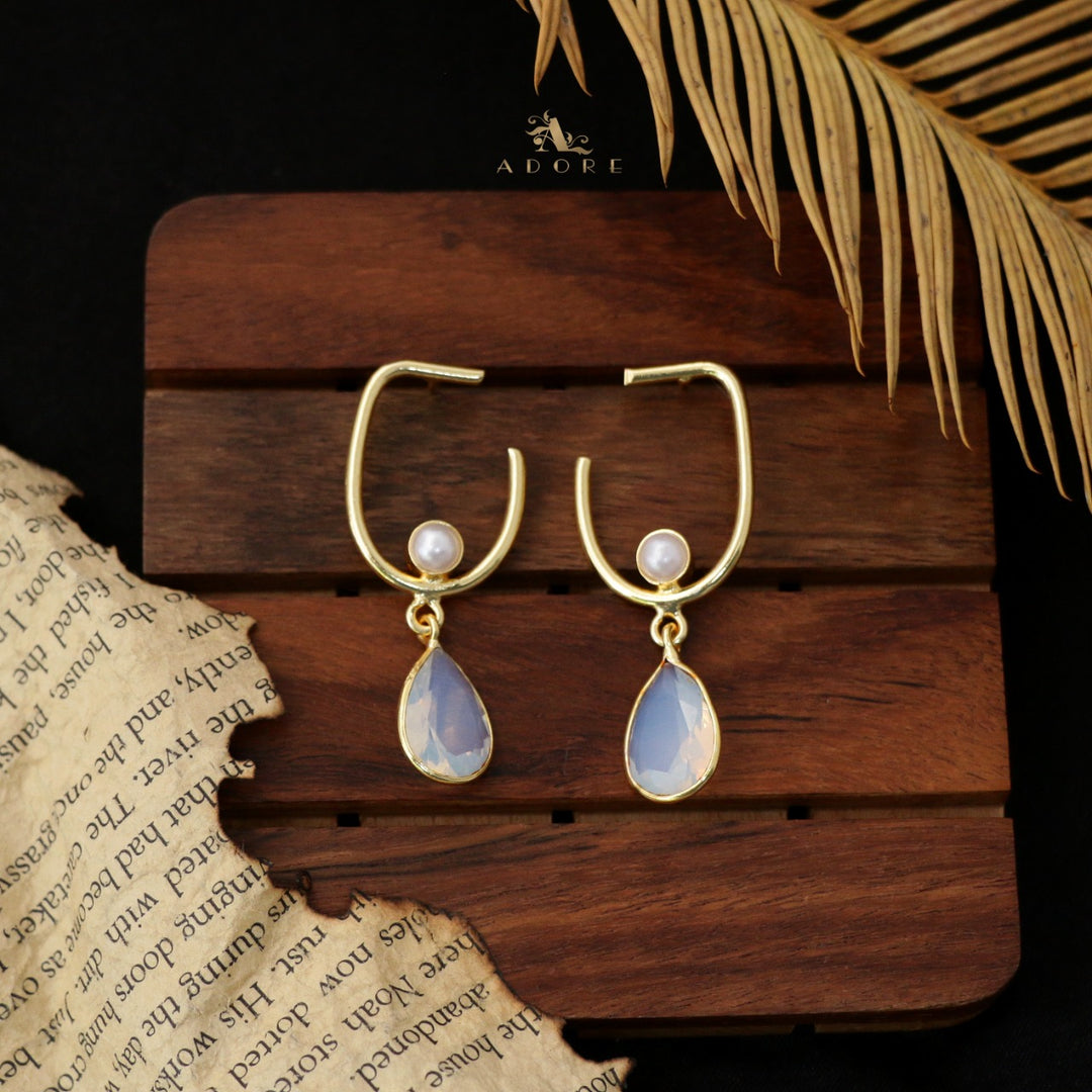 Oni  Golden J Pearl Glossy Drop Earring