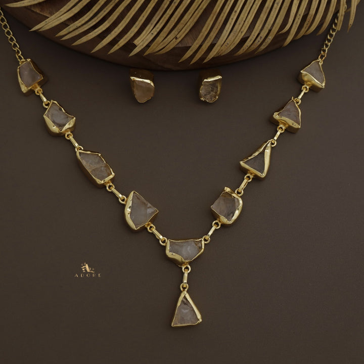 Linden Raw Stone Neckpiece With Earring