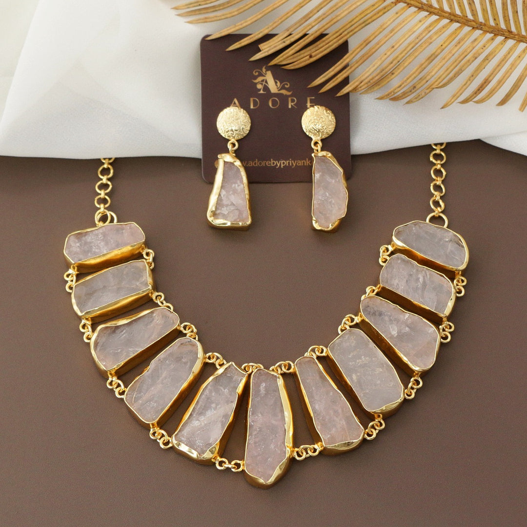 Piera Raw Stone Neckpiece With Earring