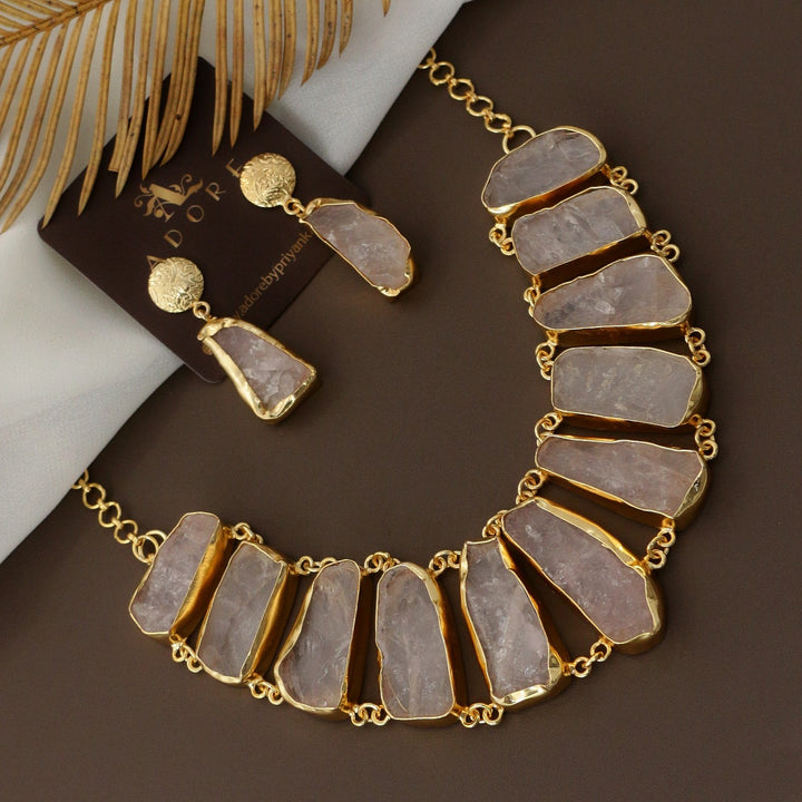 Piera Raw Stone Neckpiece With Earring