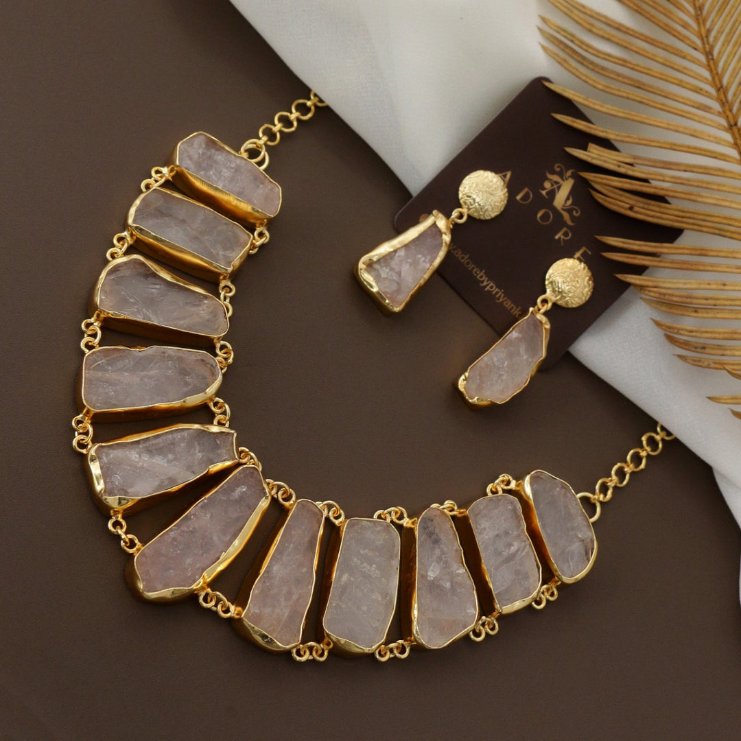 Piera Raw Stone Neckpiece With Earring